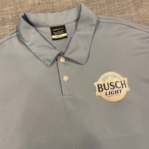 Nike Golf Busch Light Dri-FIT Polo Shirt Mens XXL Blue Short Sleeve Beer Promo